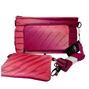 Think Royln Women's Crossbody Pink Fushia Ombre Bank Street XL Black Hardware